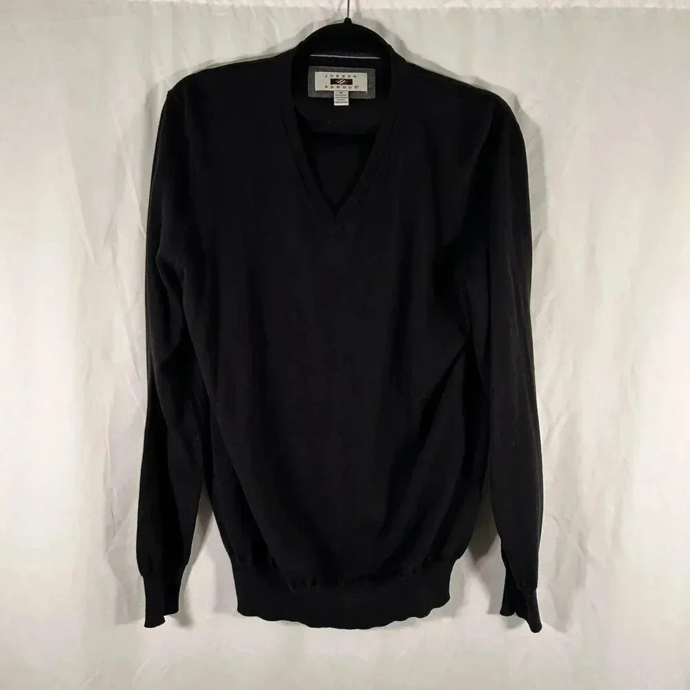 Joseph Abbound Sweater Mens Medium Black Vneck Long Sleeve Cotton Blend
